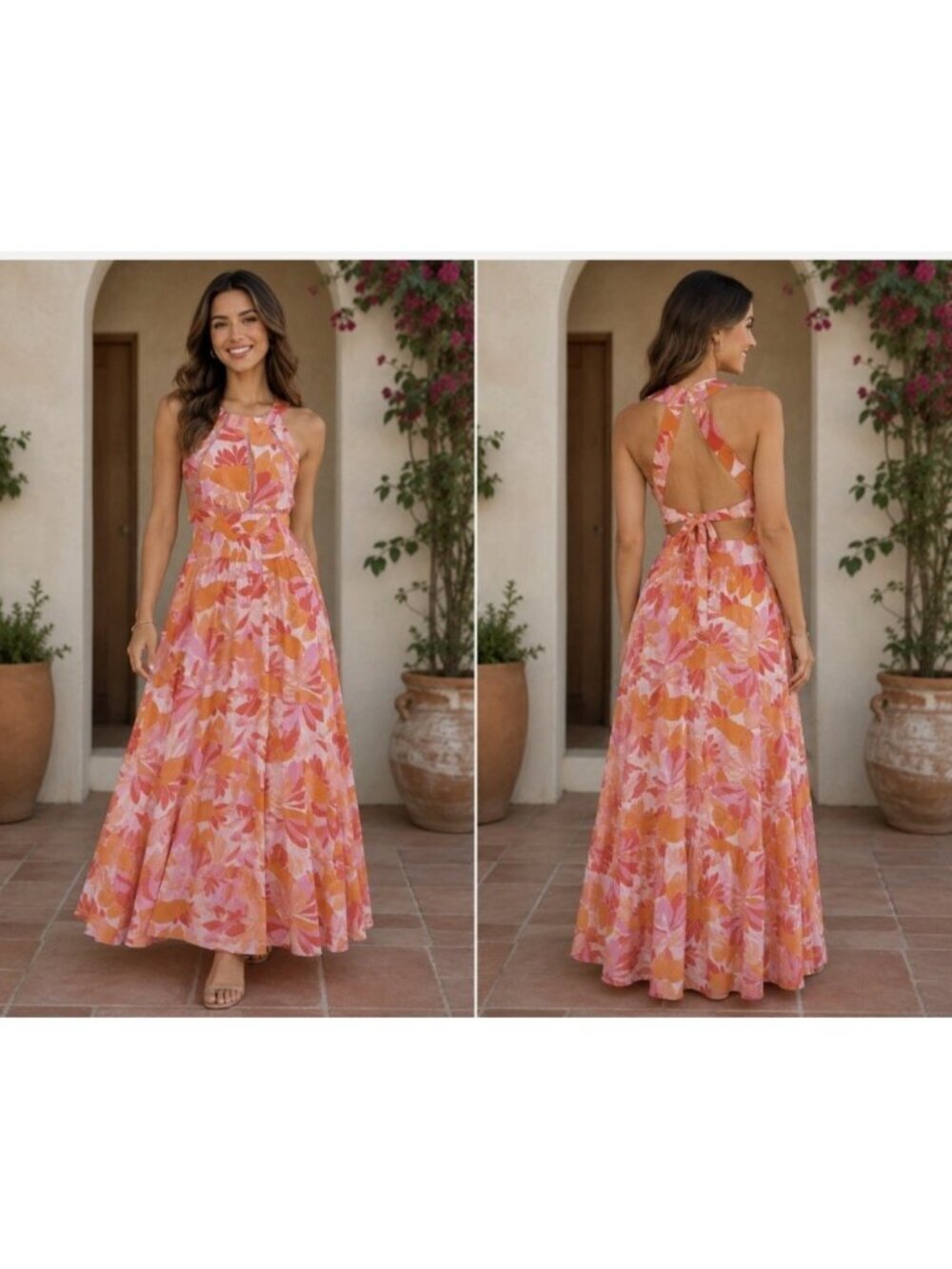 NWT Abel The Label Anthropologie Rumi Floral Maxi Halter Dress Tropical Sz XS